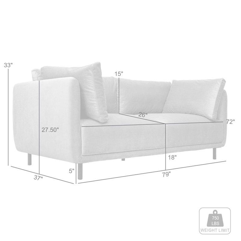 Gri Metal Ayaklı Minderli 3 Kişilik Kumaş Bohem Koltuk - 201 cm - 282691