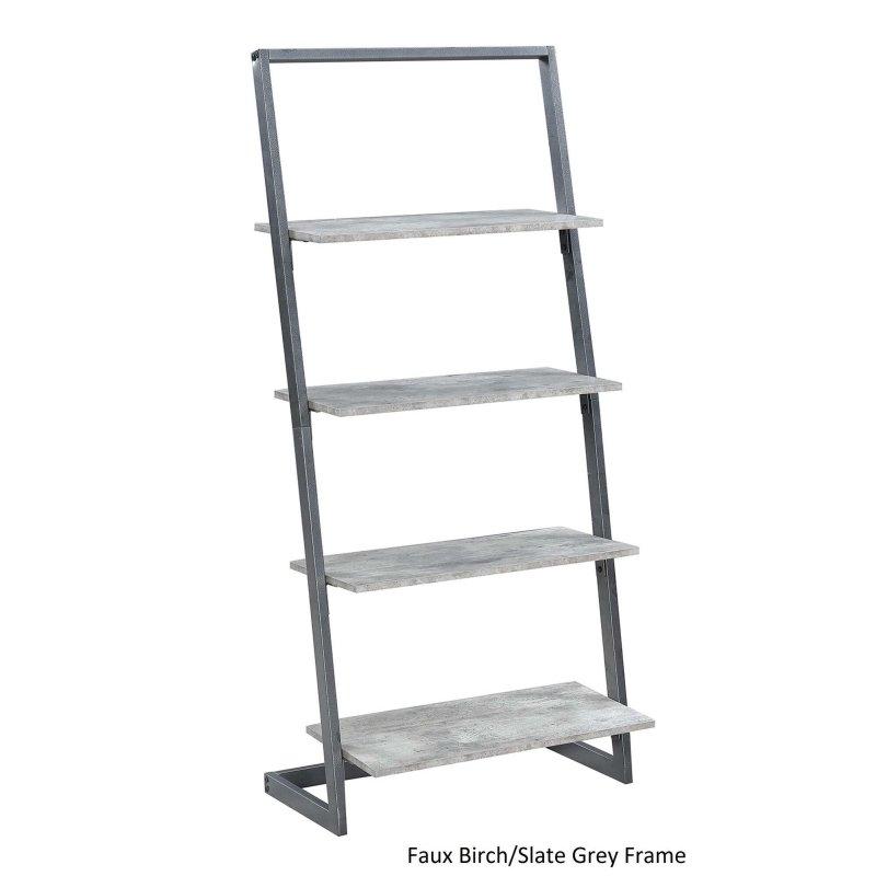 Gri Metal Çerçeveli 4 Raflı Endüstriyel Merdiven Kitaplık - 145 cm - 320763