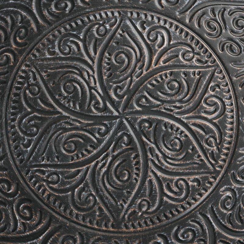 Gri Metal Dövme Tepsili Yuvarlak Orta Sehpa - Ø61x40 cm - 239913