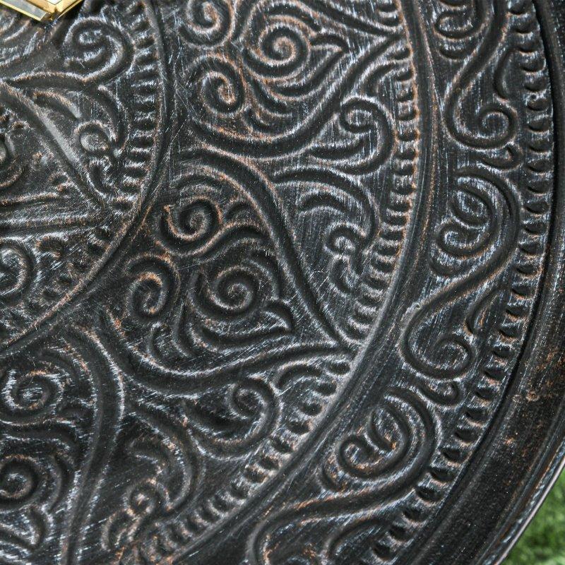 Gri Metal Dövme Tepsili Yuvarlak Orta Sehpa - Ø61x40 cm - 239913