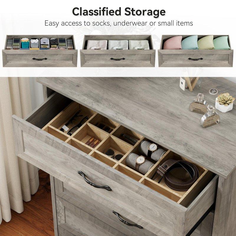 Gri Metal Kulplu Devrilme Önleyici MDF Şifonyer - 305611