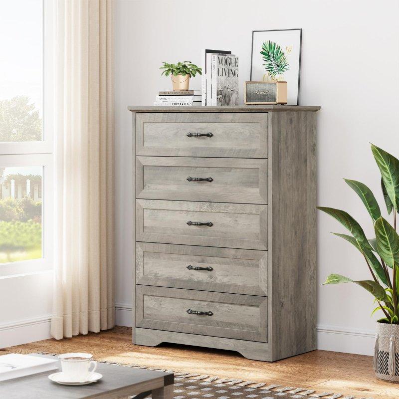 Gri Metal Kulplu Devrilme Önleyici MDF Şifonyer - 305611