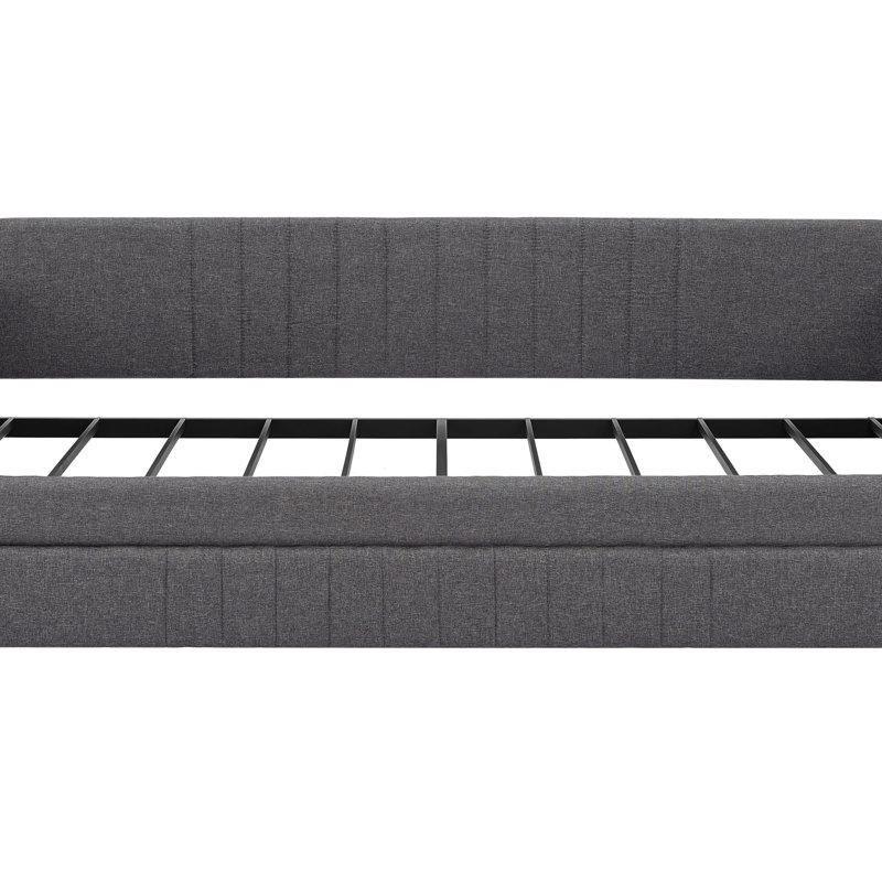 Gri Metal Kumaş Döşemeli Yavru Yataklı Karyola - 200 cm - 328432