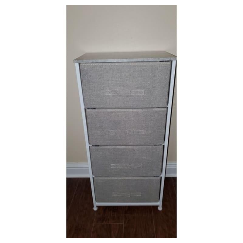 Gri Metal ve Ahşap 4 Kumaş Çekmeceli Şifonyer - 96 cm - 302679