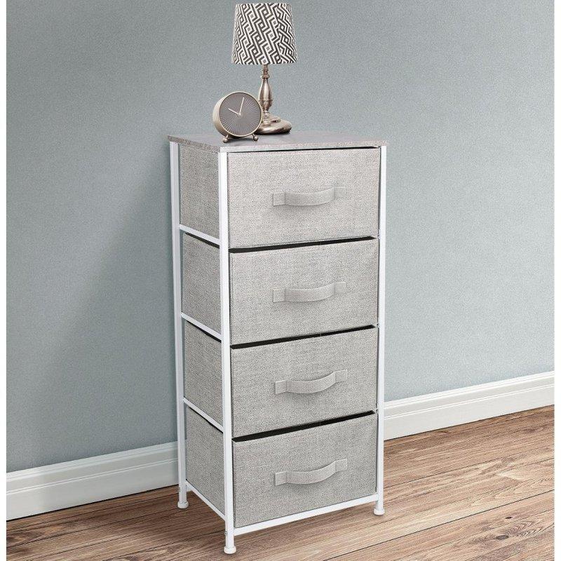 Gri Metal ve Ahşap 4 Kumaş Çekmeceli Şifonyer - 96 cm - 302679
