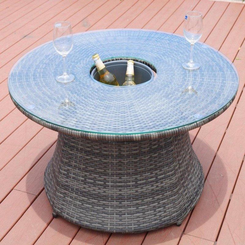 Gri Metal ve Rattan Örgü Buz Hazneli 9 Parça Bahçe Takımı - 272252