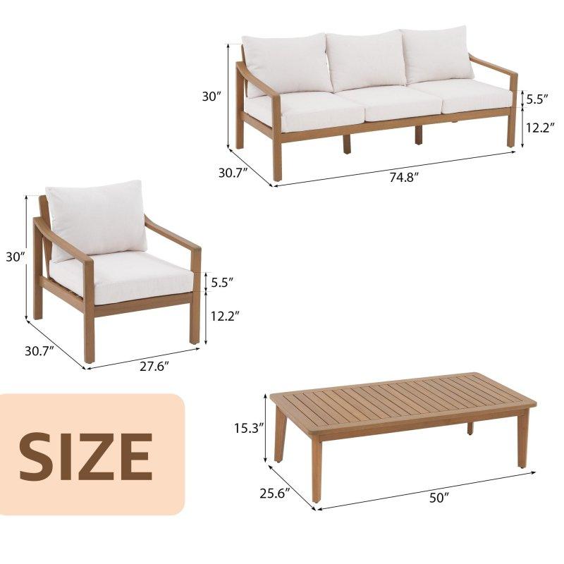 Gri Minderli Masif Ahşap 4 Parça Bahçe Takımı - 190 cm - 275946