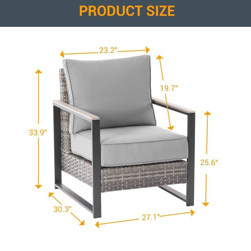 Gri Minderli PE Rattan 2li Bahçe Takımı - 269710