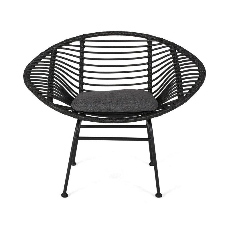 Gri Minderli Sentetik Rattan Örgü Çelik İskeletli 2li Bahçe Takımı - 271639