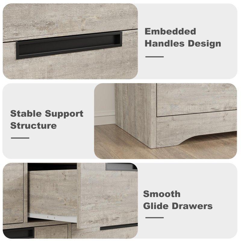 Gri Naturel MDF Gömme Kulplu 4 Çekmeceli Şifonyer - 299948