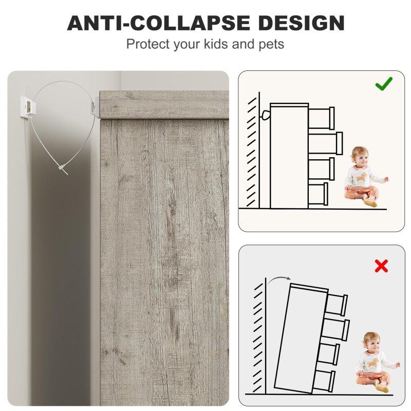 Gri Naturel MDF Gömme Kulplu 4 Çekmeceli Şifonyer - 299948