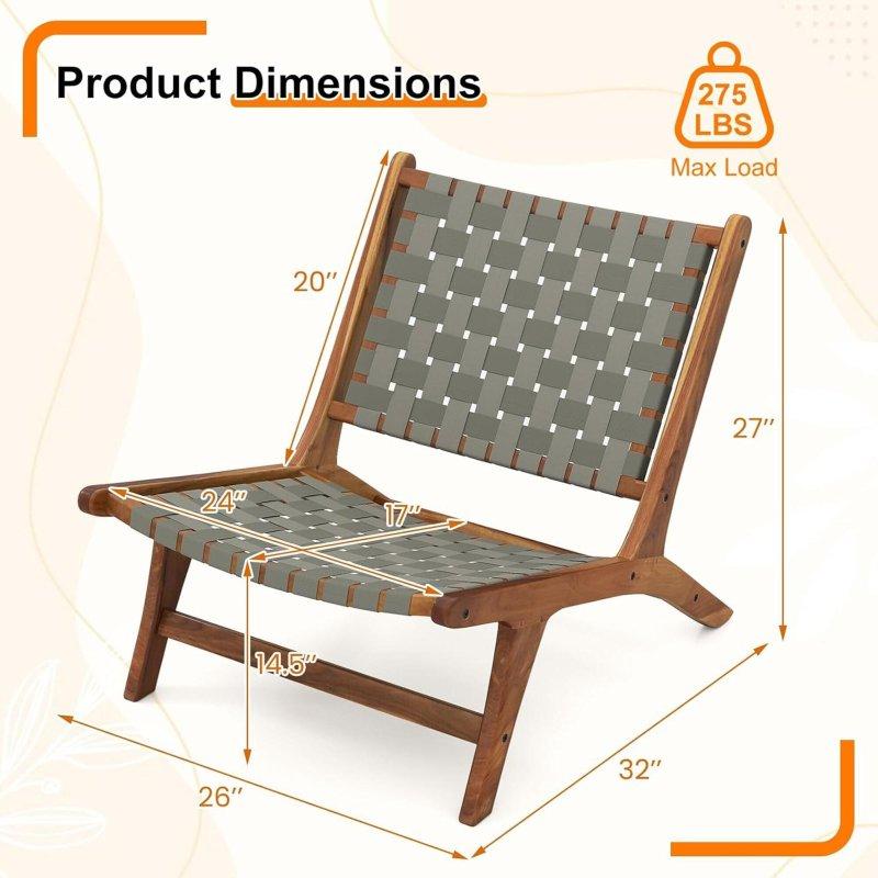 Gri Naylon Dokuma Tik Ağacı Kolsuz Bahçe Takımı - 274971