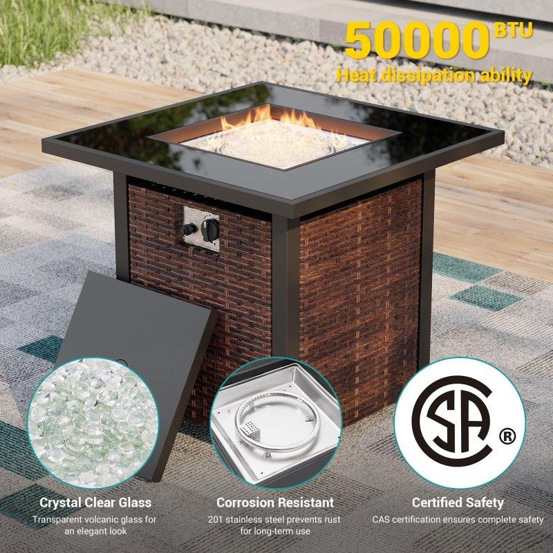 Gri PE Rattan Ateş Çukurlu ve Minderli 8 Parça Bahçe Takımı - 274053