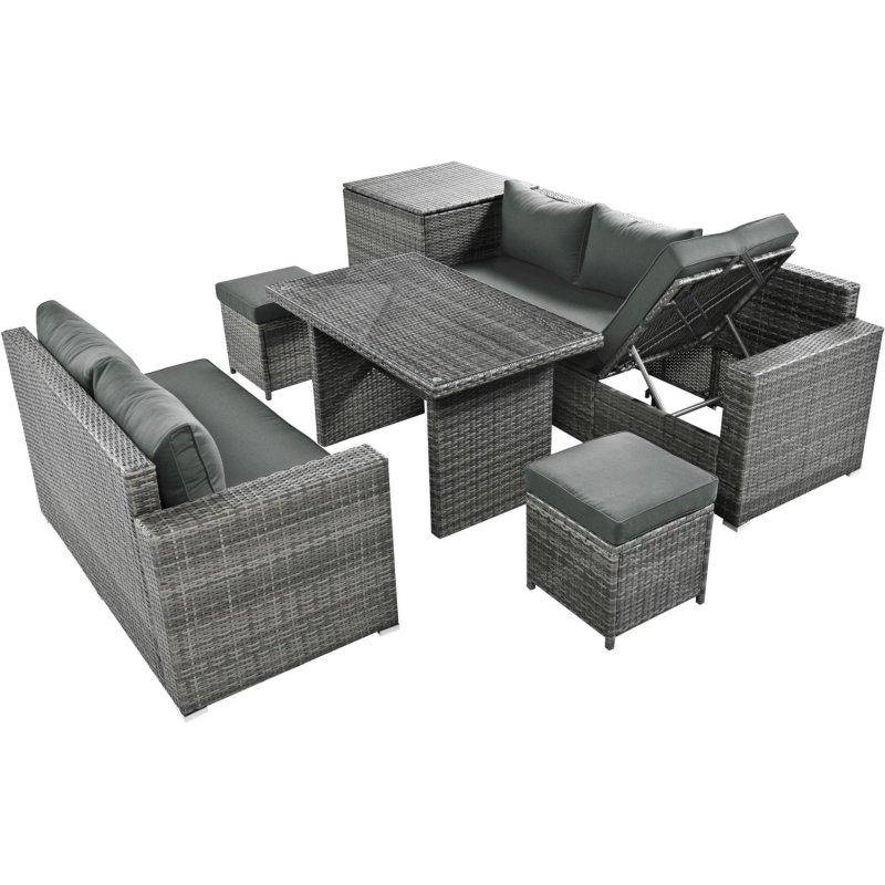 Gri PE Rattan Depolamalı ve Ayarlanabilir Modüler Bahçe Takımı - 273346