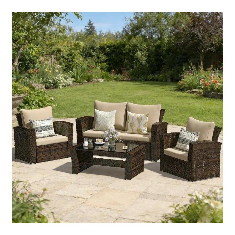 Gri PE Rattan Minderli 4 Kişilik Bahçe Takımı - 274871