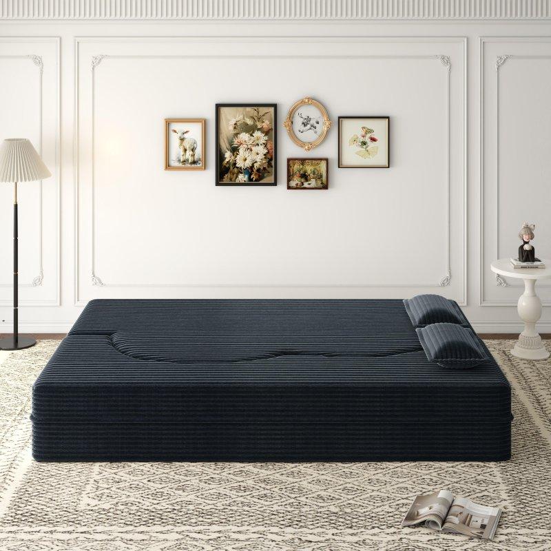 Gri Pelüş Kadife Yataklı 2 Yastıklı Bohem Koltuk - 199 cm - 292345