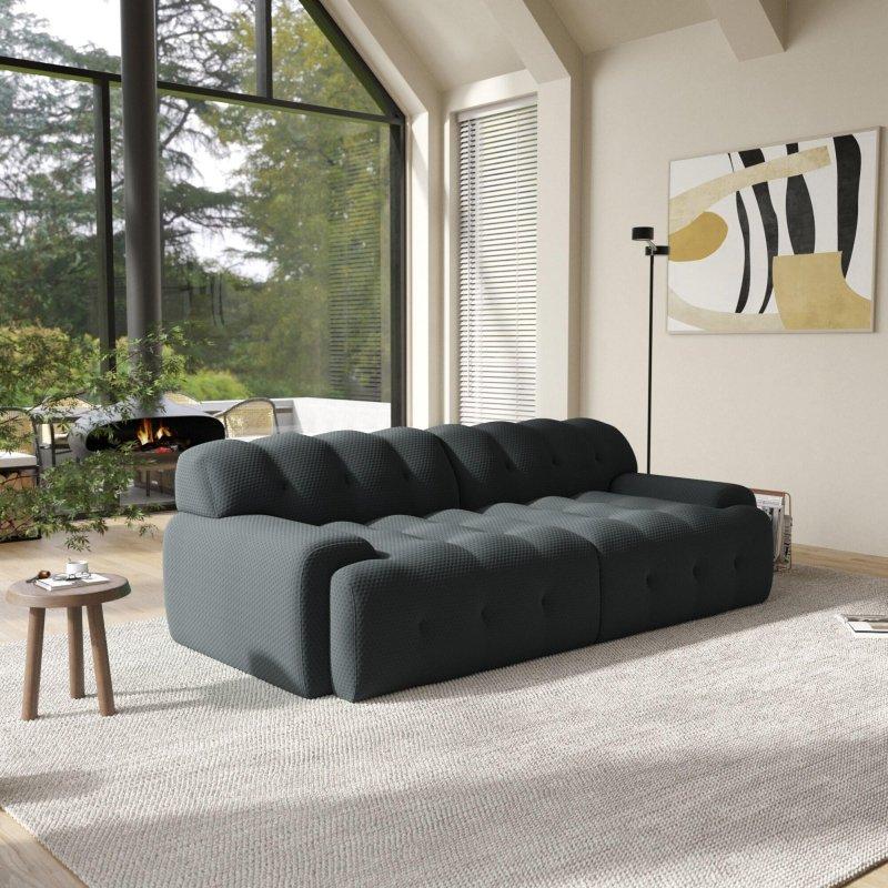 Gri Polyester 3 Kişilik Minderli Sırt Bohem Koltuk - 283142