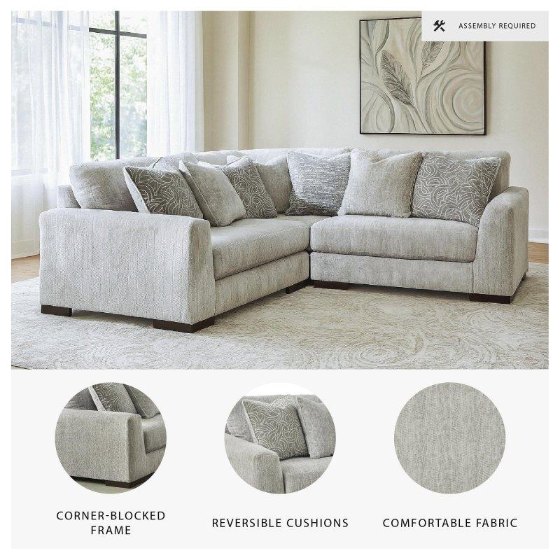 Gri Polyester 3 Parçalı Çıkarılabilir Minderli Köşe Koltuk - 237x237 cm - 260452