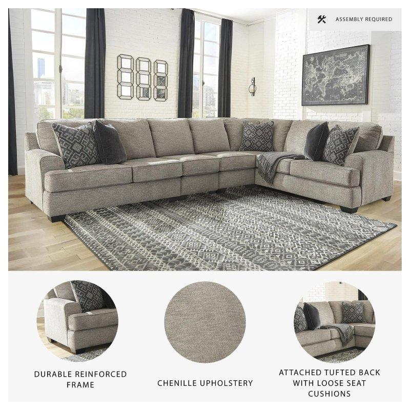 Gri Polyester Döşemeli Sağ Köşe Modüler Köşe Koltuk - 392x252 cm - 256142