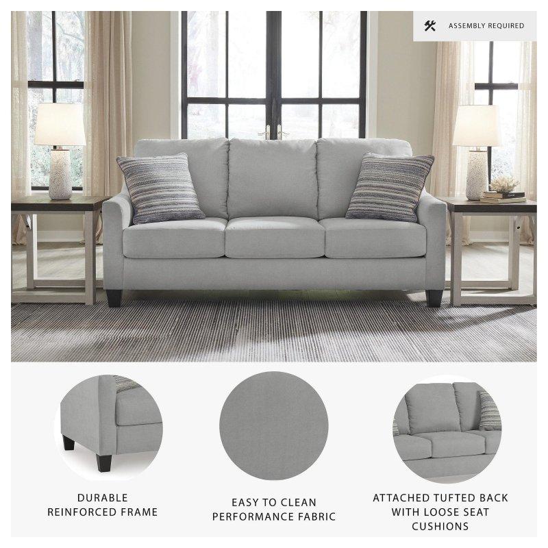 Gri Polyester Döşemeli Suni Ahşap Ayaklı 3 Kişilik Yastıklı Bohem Koltuk - 204x100x102 cm - 283754