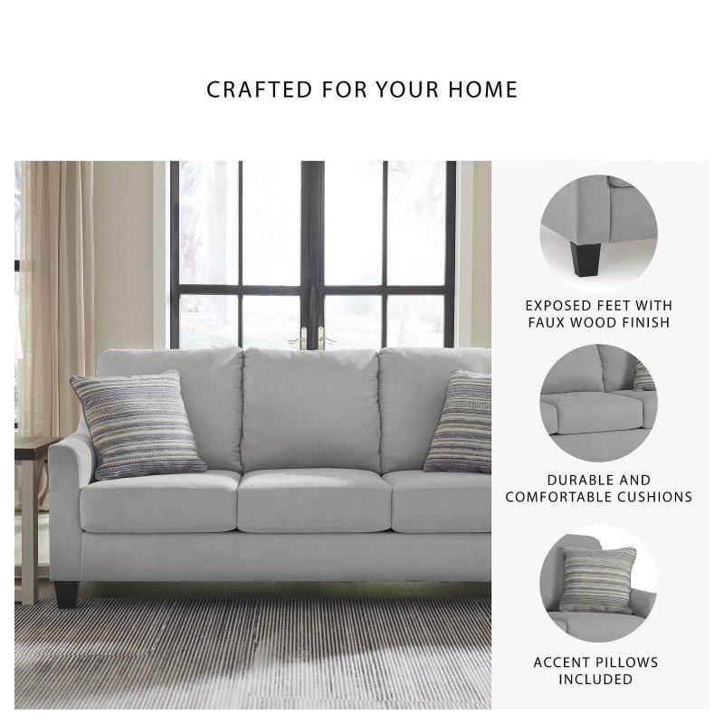 Gri Polyester Döşemeli Suni Ahşap Ayaklı 3 Kişilik Yastıklı Bohem Koltuk - 204x100x102 cm - 283754