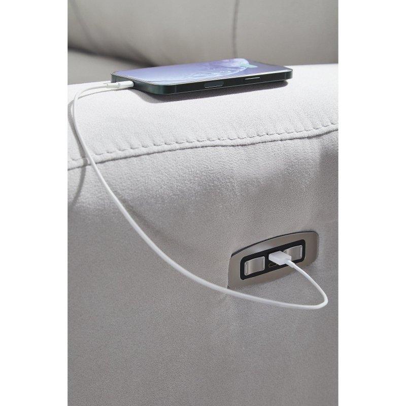 Gri Polyester Elektrikli Mekanizmalı Ayarlanabilir Başlıklı USB Portlu Bohem Koltuk - 295x105x110 cm - 278261