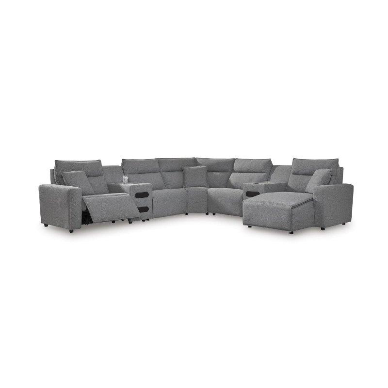Gri Polyester Elektrikli Mekanizmalı Ses Sistemli Modüler U Köşe Koltuk Takımı - 364x364 cm - 258429
