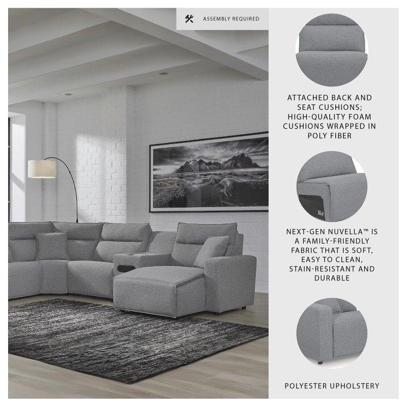 Gri Polyester Elektrikli Mekanizmalı Ses Sistemli Modüler U Köşe Koltuk Takımı - 364x364 cm - 258429