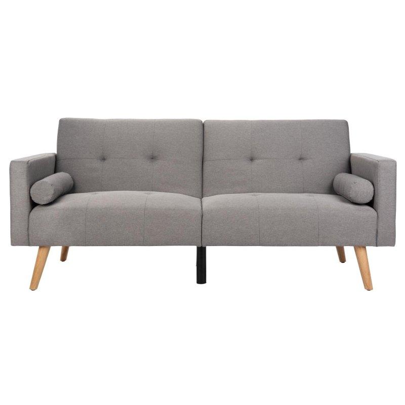 Gri Polyester Kapitoneli Doğal Ahşap Ayaklı Yataklı Bohem Koltuk - 190x81x89 cm - 279099