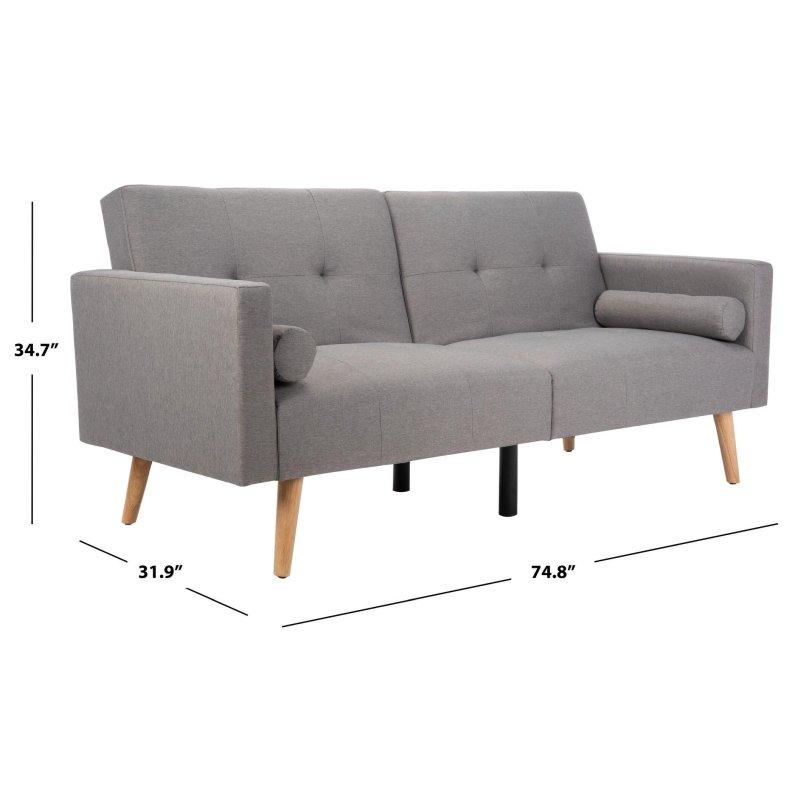 Gri Polyester Kapitoneli Doğal Ahşap Ayaklı Yataklı Bohem Koltuk - 190x81x89 cm - 279099