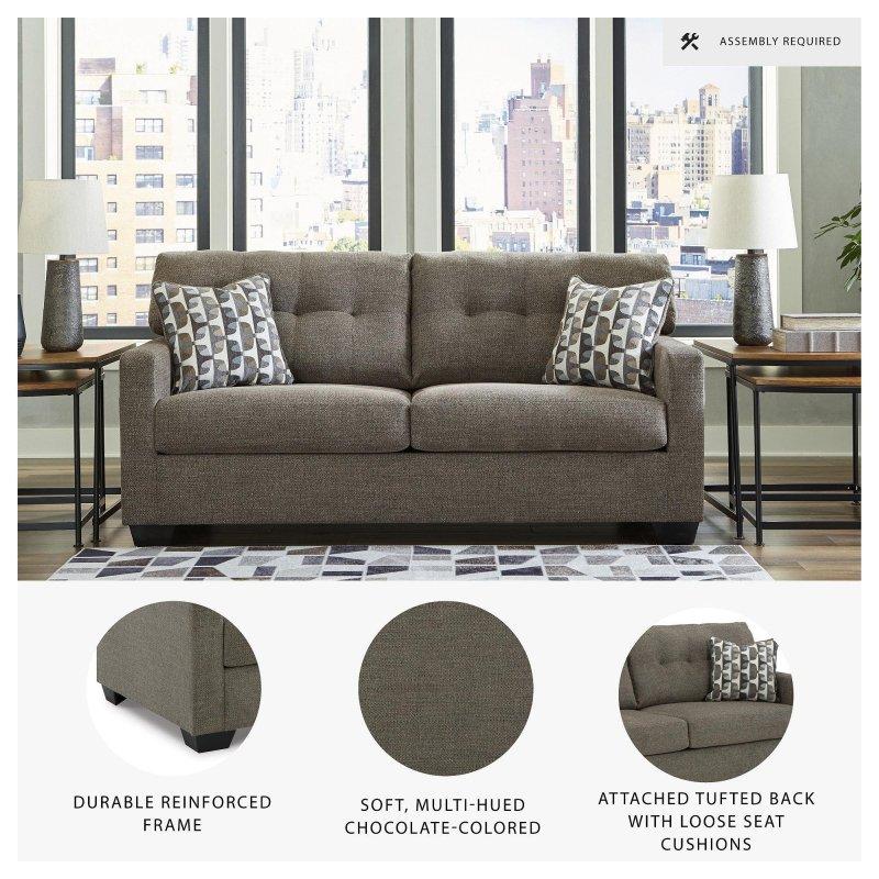 Gri Polyester Kapitoneli Sırtlı Üç Kişilik Bohem Koltuk - 191x97x94 cm - 279998