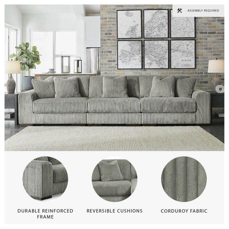 Gri Polyester Kumaş 3 Parçalı Modüler Bohem Köşe Koltuk Takımı - 348x110 cm - 285243