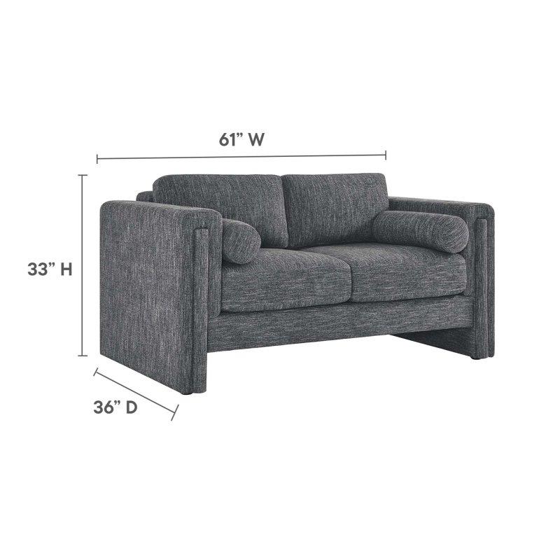 Gri Polyester Kumaş Kare Kollu Paket Yaylı İkili Bohem Koltuk - 155 cm - 285799