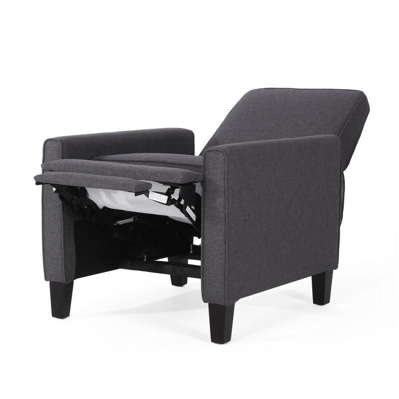 Gri Polyester Kumaş Masif Ahşap İtme Mekanizmalı Baba Koltuğu - 69 cm - 323477