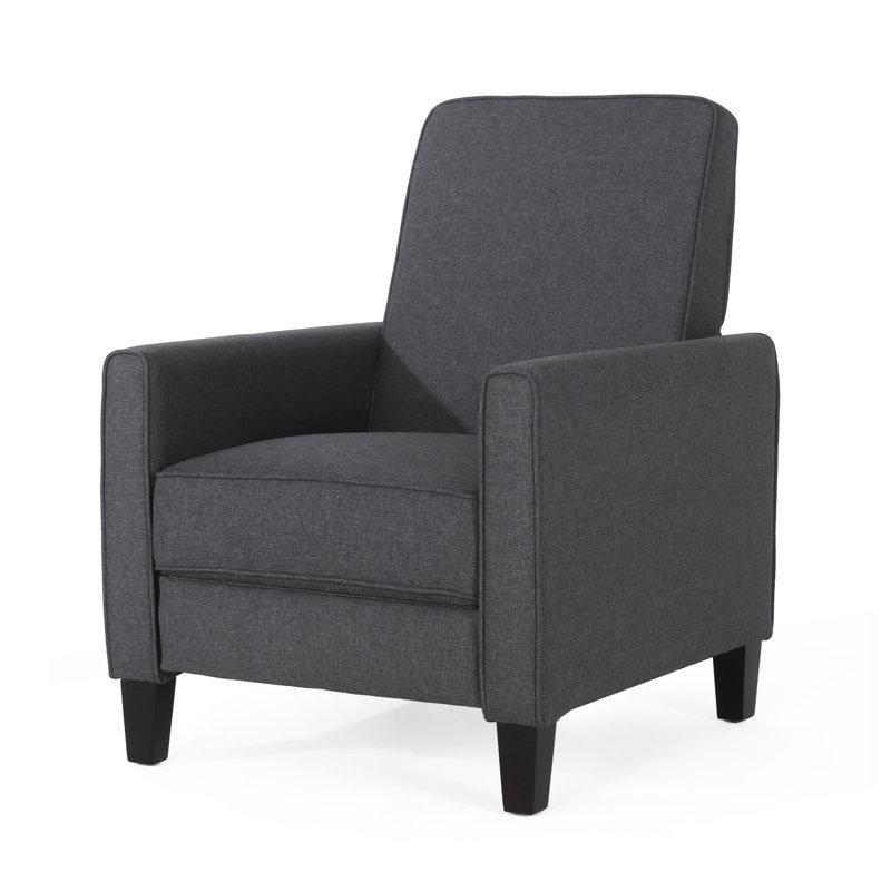 Gri Polyester Kumaş Masif Ahşap İtme Mekanizmalı Baba Koltuğu - 69 cm - 323477