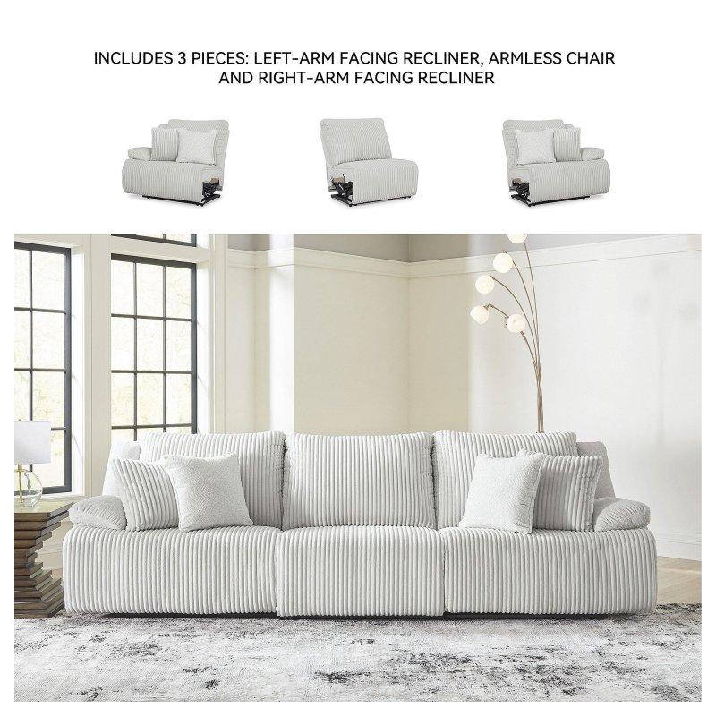 Gri Polyester Kumaş Mekanizmalı 3 Parça Bohem Koltuk - 326x102x105 cm - 281908
