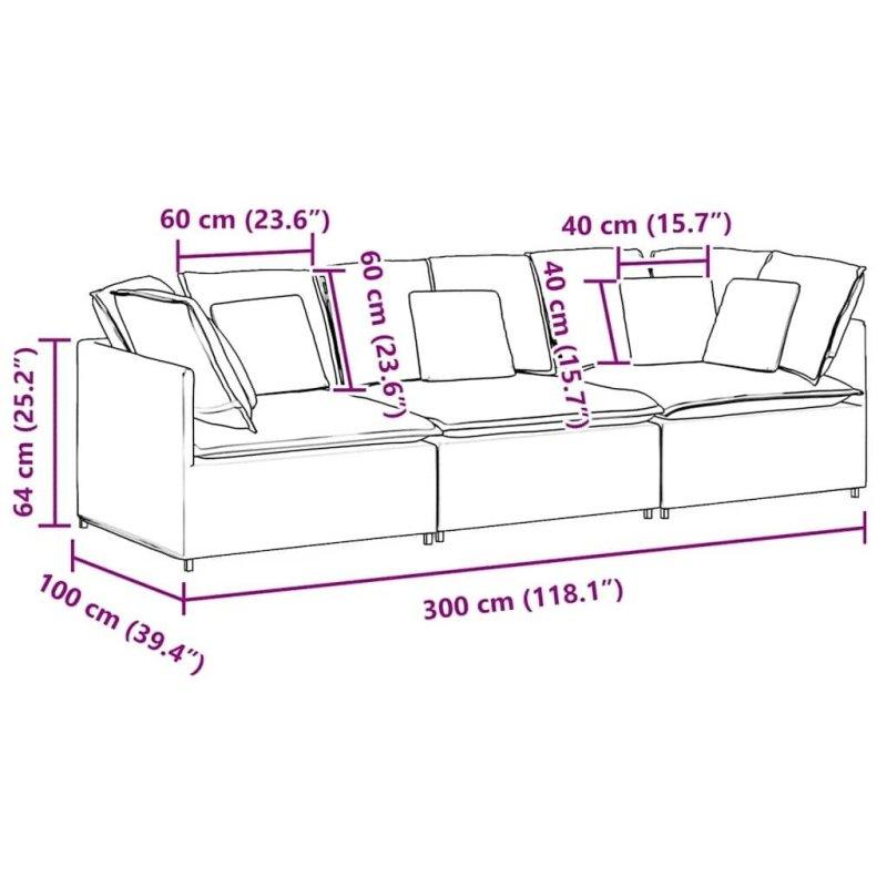 Gri Polyester Kumaş Modüler El Yapımı Bohem Koltuk - 300x101x65 cm - 294011