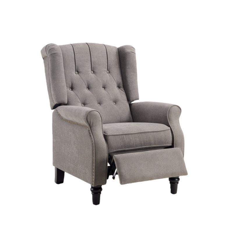 Gri Polyester Kumaş Zımbalı Kapitoneli İtme Mekanizmalı 2li Set Baba Koltuğu - 75 cm - 322571