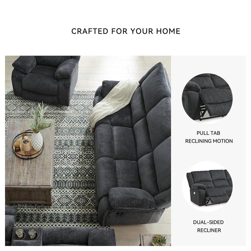 Gri Polyester Manuel Mekanizmalı 3 Kişilik Bohem Koltuk - 224x102x102 cm - 279605