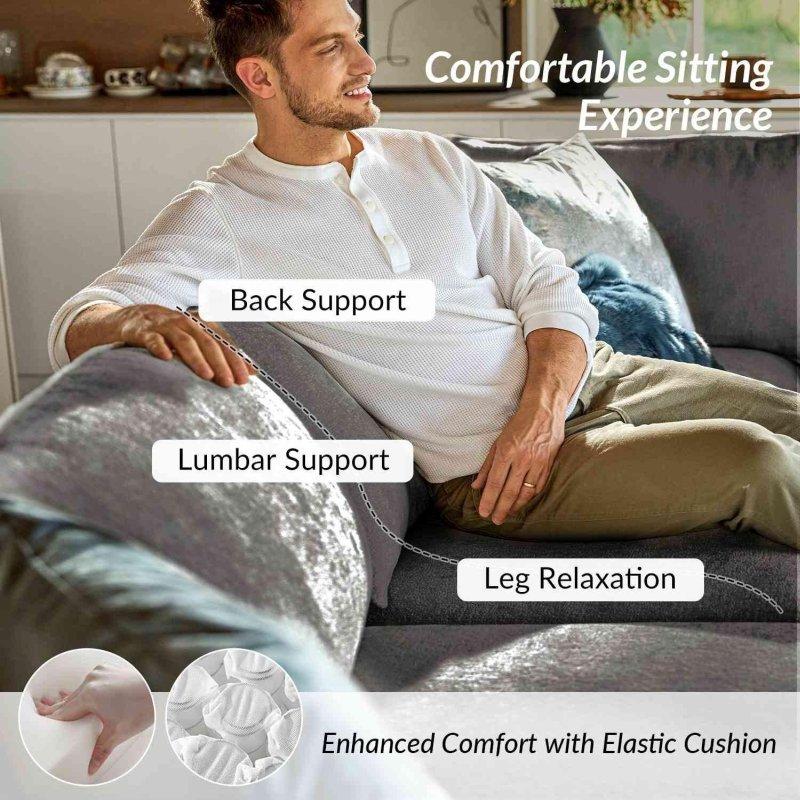 Gri Polyester Masif Ahşap Depolama Alanlı Modüler U Köşe Koltuk - 256986