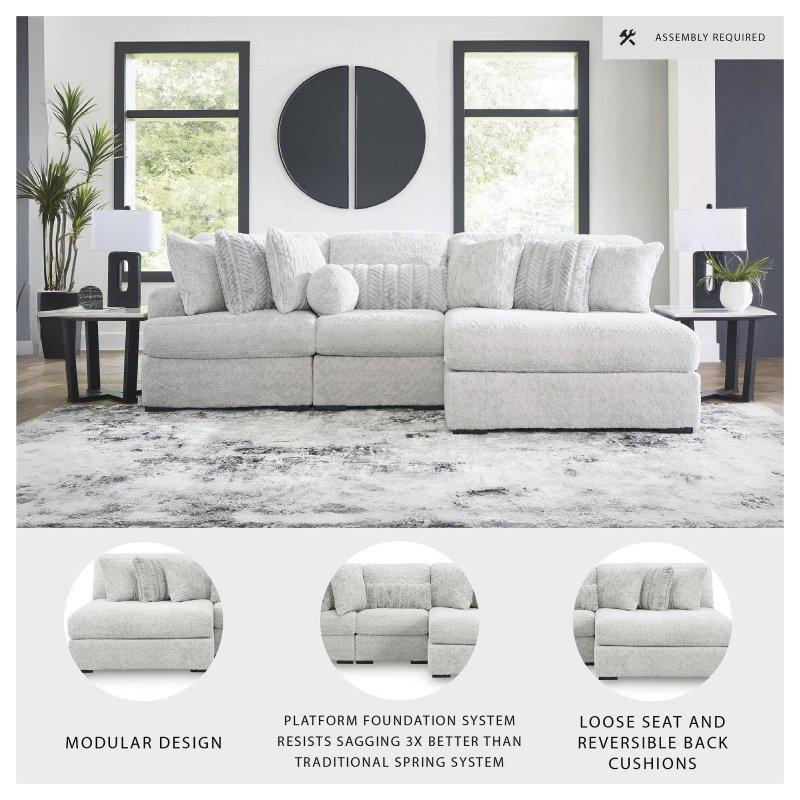 Gri Polyester Modüler Şezlonglu Köşe Koltuk - 318x171 cm - 255564