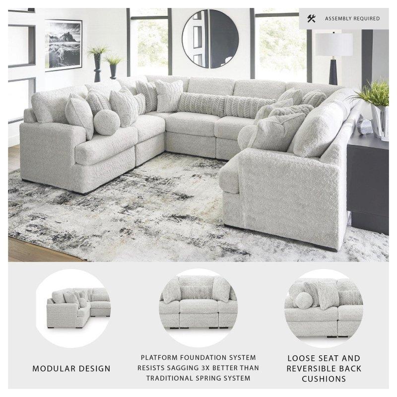 Gri Polyester Modüler U Şekilli Köşe Koltuk - 366x288 cm - 257438