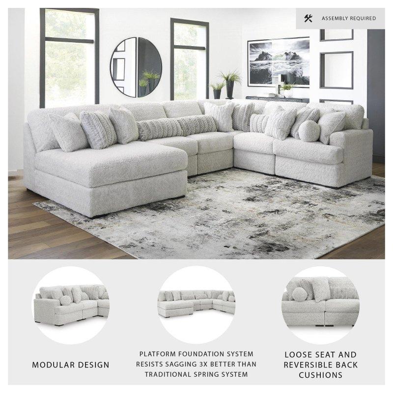 Gri Polyester Modüler U Şekilli Köşe Koltuk Takımı - 397x288x102 cm - 255184