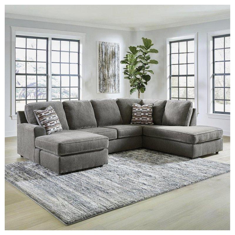 Gri Polyester Şezlonglu U Şekilli Köşe Koltuk - 318x219x97 cm - 260411