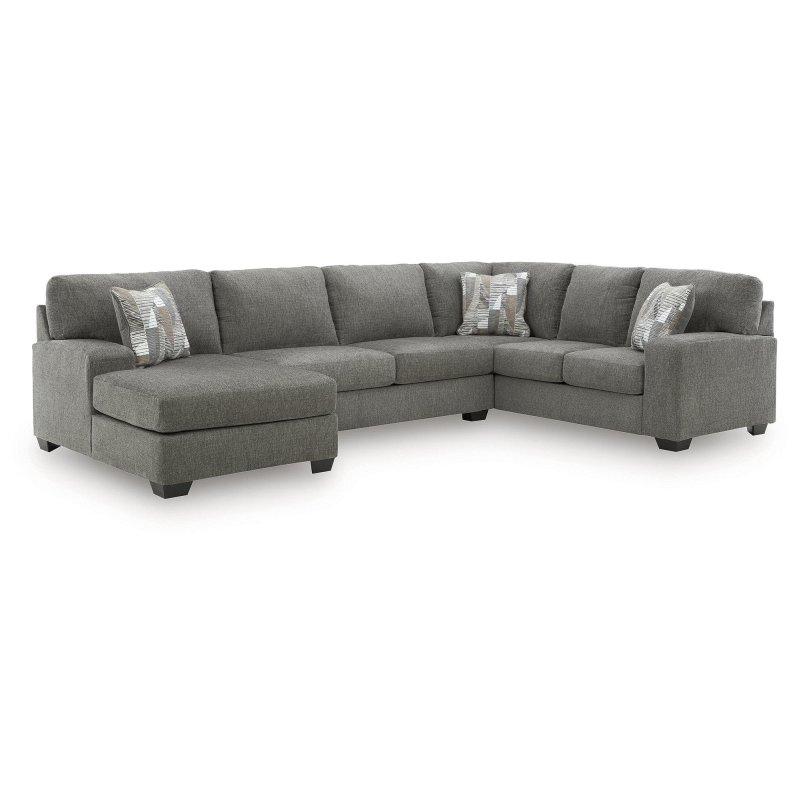 Gri Polyester U Şekilli Şezlonglu 3 Parçalı Köşe Koltuk - 366x237 cm - 258969