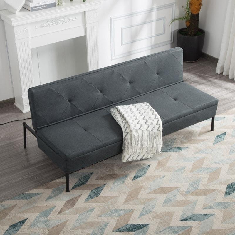 Gri Polyester Yataklı Ayarlanabilir Sırtlı Demir İskeletli Bohem Koltuk - 161 cm - 278845