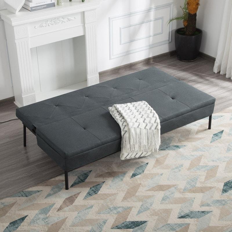 Gri Polyester Yataklı Ayarlanabilir Sırtlı Demir İskeletli Bohem Koltuk - 161 cm - 278845