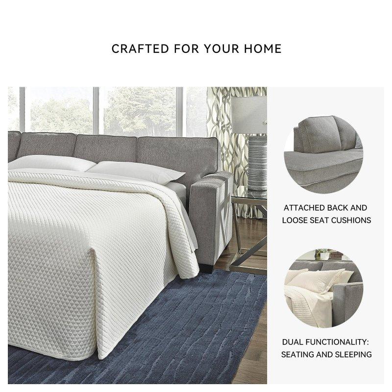 Gri Polyester Yataklı ve Şezlonglu Köşe Koltuk - 280x229x94 cm - 260513