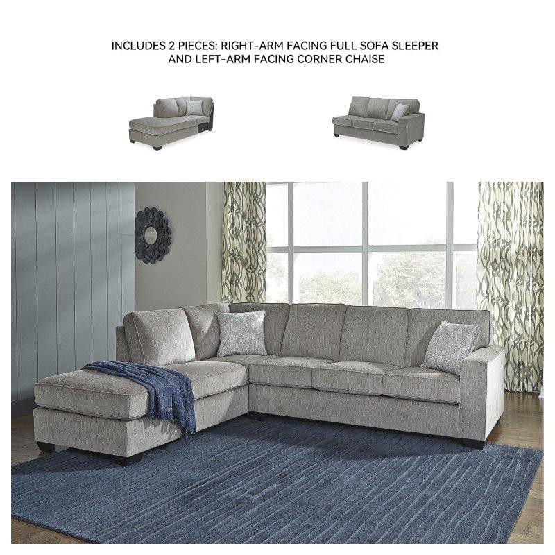 Gri Polyester Yataklı ve Şezlonglu Köşe Koltuk - 280x229x94 cm - 260513