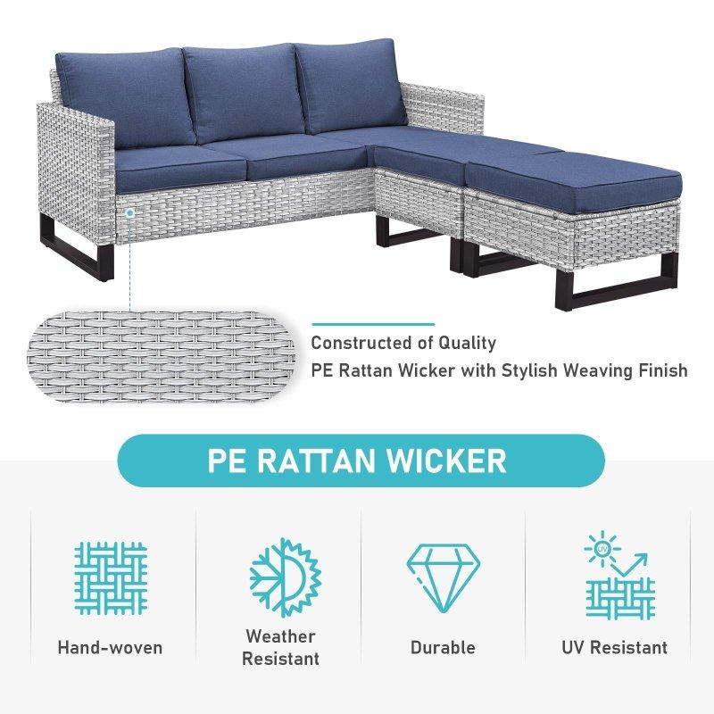 Gri Rattan 5 Parça Dönebilen Sallanan Sandalyeli Minderli Bahçe Takımı - 269685